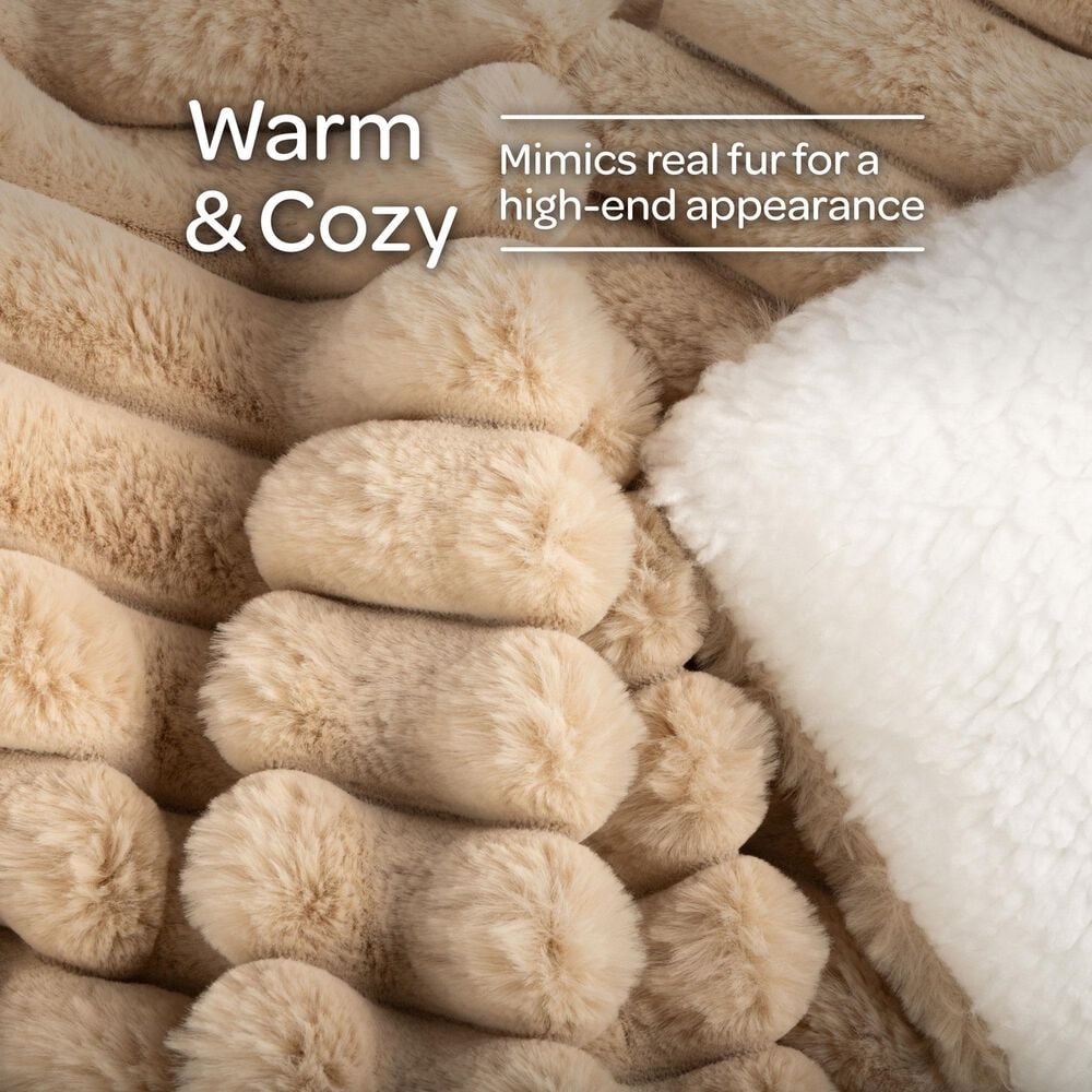 Timberlake 60" x 70" Faux Fur Throw Blanket in Taupe, , large