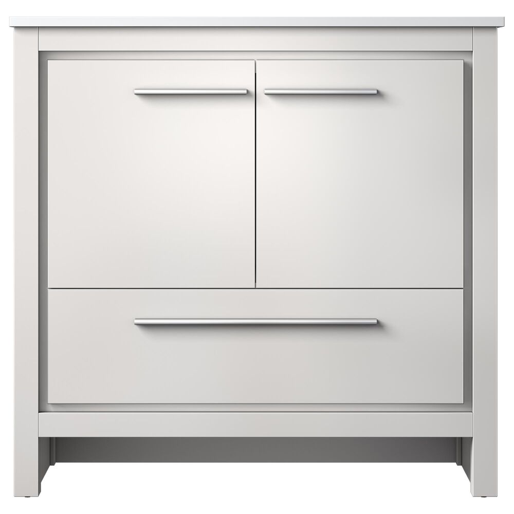 Lexora Home Lafarre 36&quot; Single Bathroom Vanity in White with 2 cm White Cultured Marble Top and Rectangular Sink, , large