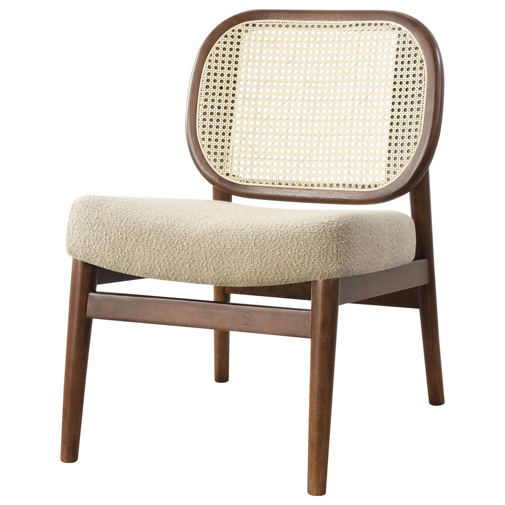 Coaster Rayo Accent Armless Chair with Rattan Cane Back in Camel, , large