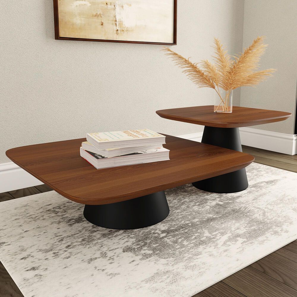 Coaster Eason 2-Piece Nesting Coffee Table Top Set in Walnut &#40;Box 1&#41;, , large