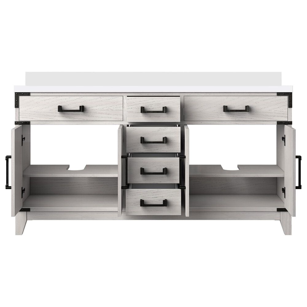 Lexora Home Laurel 60&quot; Double Bathroom Vanity in White Oak with White Cultured Marble Top and Rectangular Sinks, , large