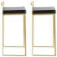 Lumisource Fuji Stackable Barstool with Black Faux Leather in Gold (Set of 2), , large
