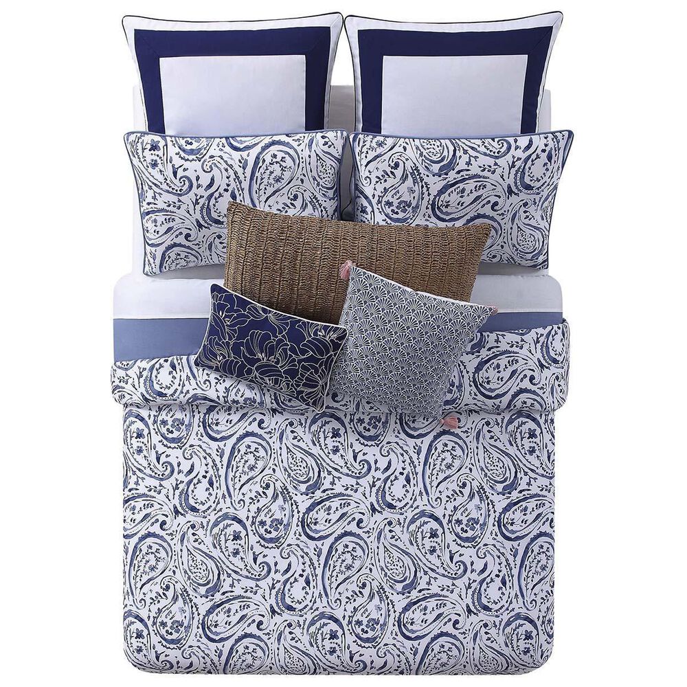Pem America Indienne 3-Piece King Paisley Comforter Set in Navy and White, , large