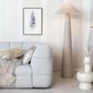 TEAK INTERIORS Round Linen Floor Lamp with Inline Foot Switch in Natural, , large