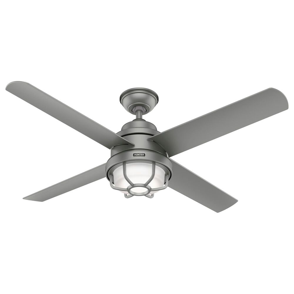 Hunter Searow 54" Outdoor Ceiling Fan with LED Lights in Matte Silver, , large