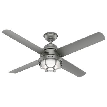 Hunter Searow 54" Outdoor Ceiling Fan with LED Lights in Matte Silver, , large