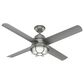 Hunter Searow 54" Outdoor Ceiling Fan with LED Lights in Matte Silver, , large