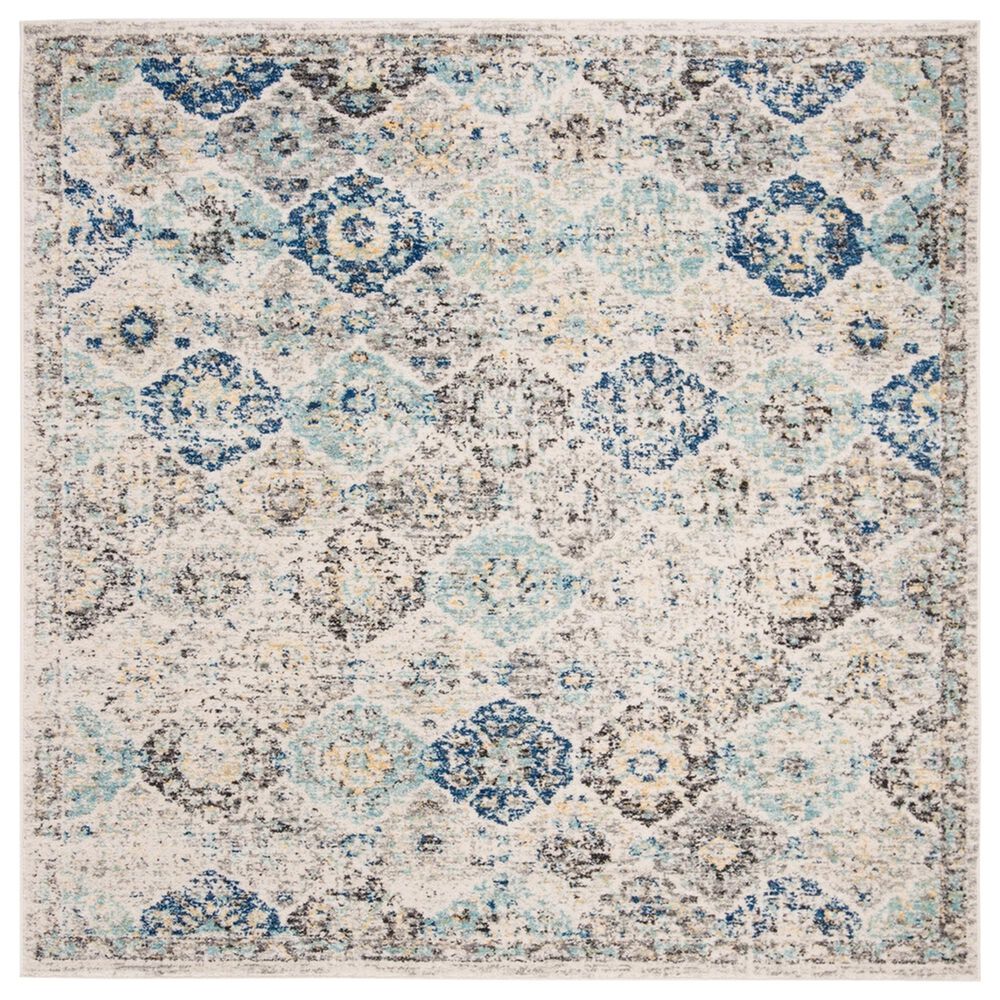 Safavieh Madison MAD611A 5" Square Ivory and Aqua Area Rug, , large