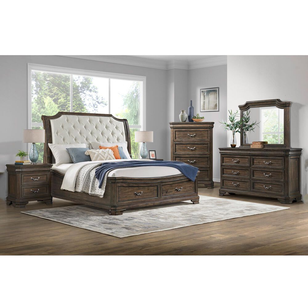 New Heritage Design Lyndhurst 5-Piece Queen Bedroom Set in Walnut Brown, , large