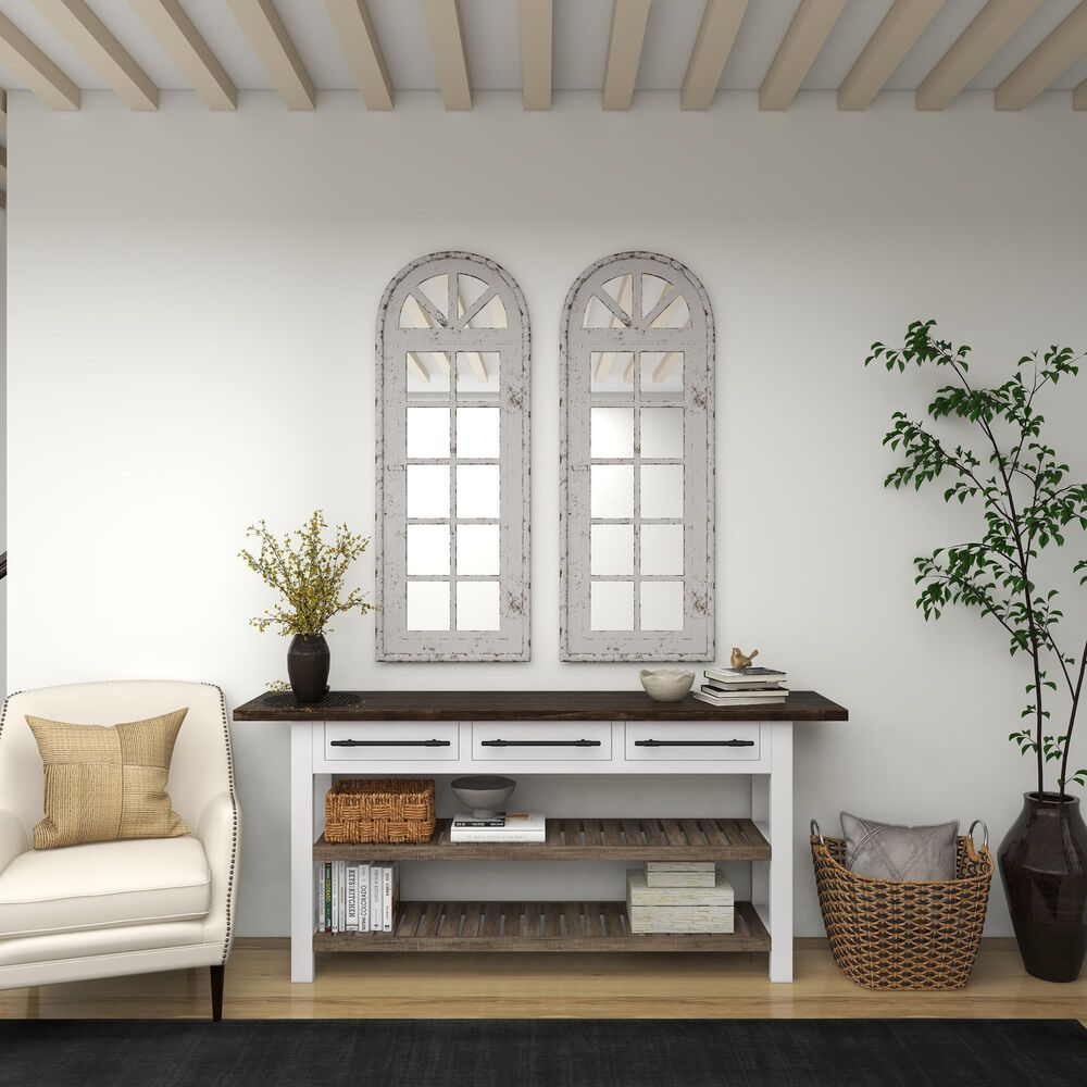 Maple and Jade 20&quot; x 53&quot; Wall Mirror in Distressed White, , large