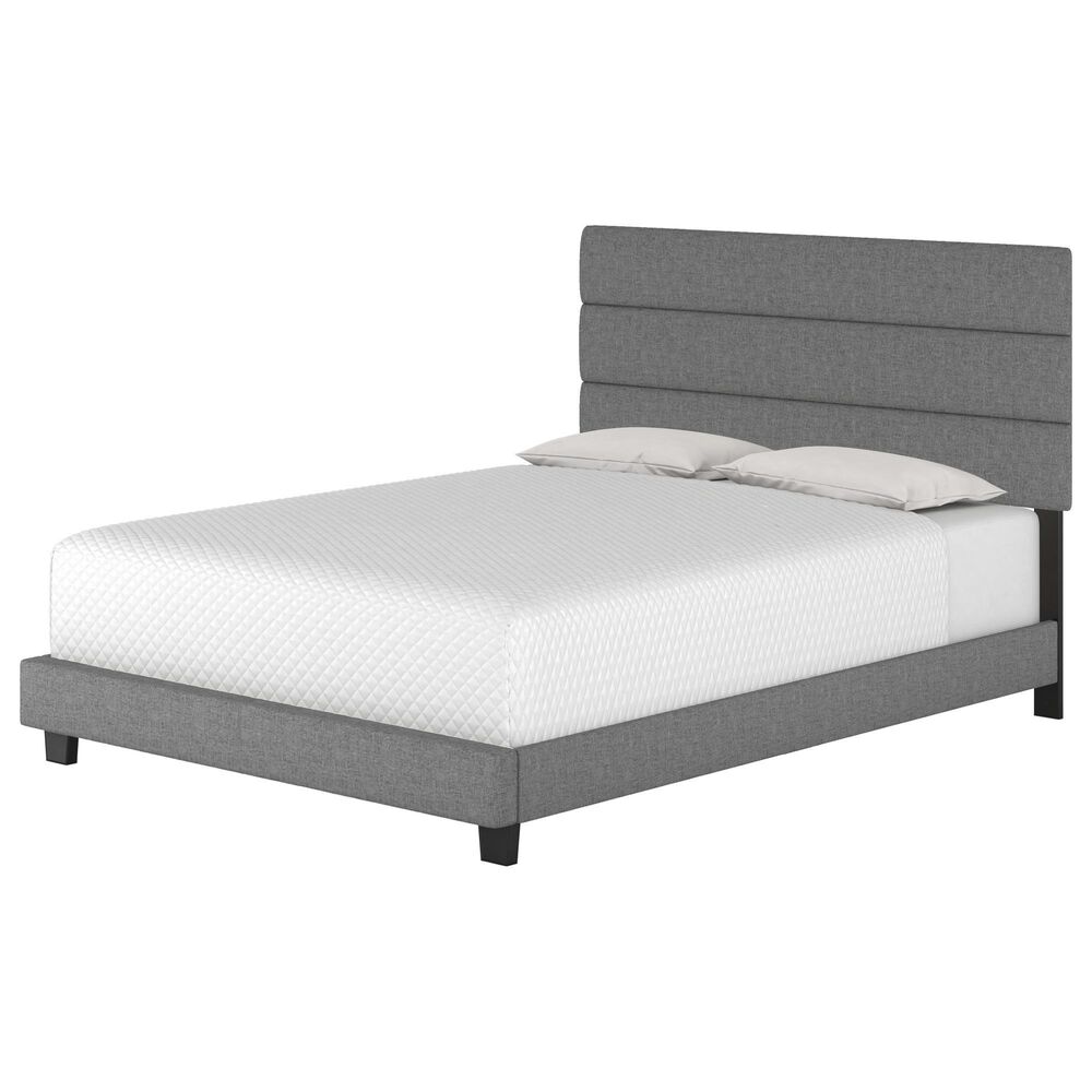 Accent Sicily Queen Upholstered Platform Bed in Grey, , large