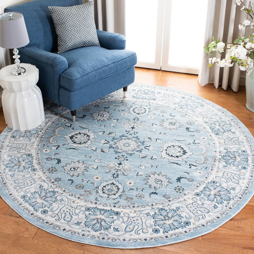 Safavieh Isabella ISA940M 6&#39;7&quot; Round Light Blue and Cream Area Rug, , large