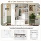 HOMLUX 5-Hook Hall Tree with 4 Side Cabinets and Storage Bench in White, , large