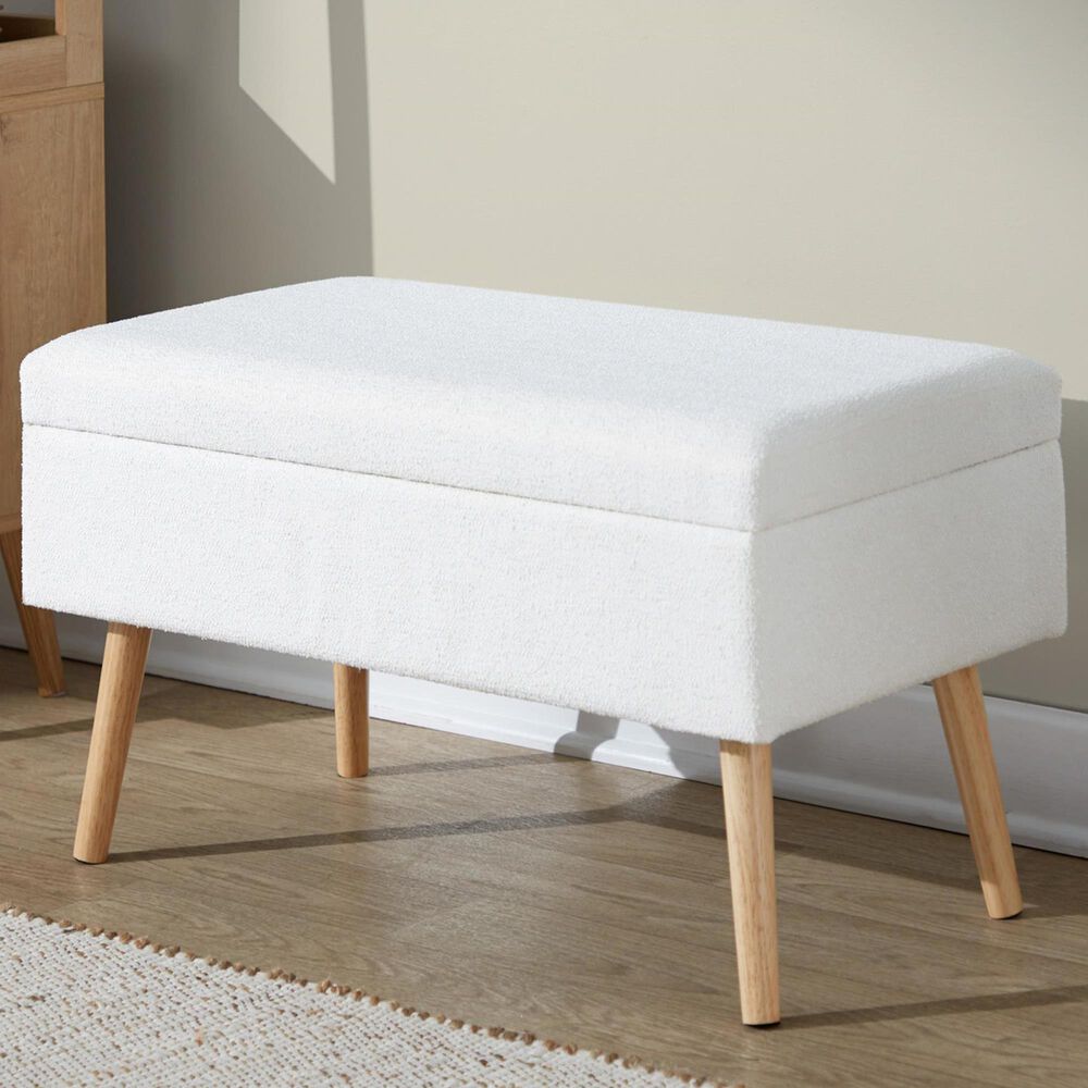 Lumisource Storage Bench with Cream Cushion in Natural, , large