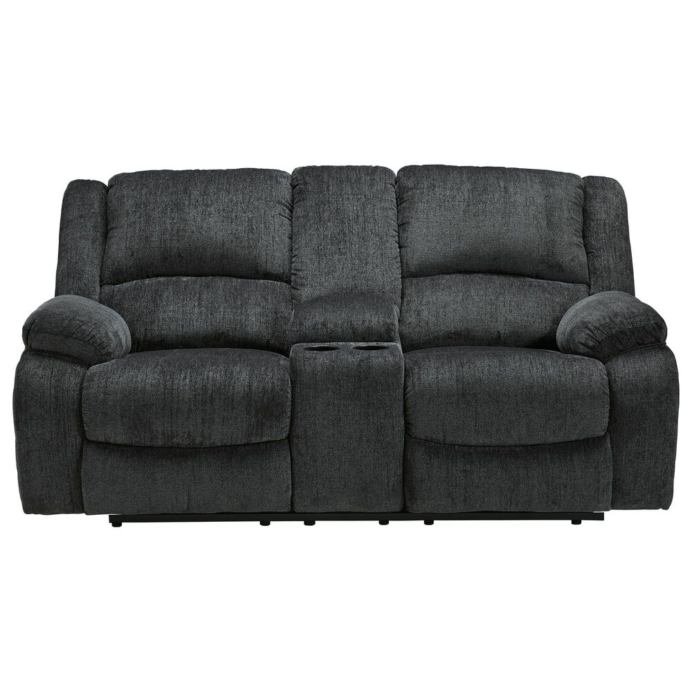 Ashley Draycoll Manual Reclining Loveseat with Console in Slate, , large