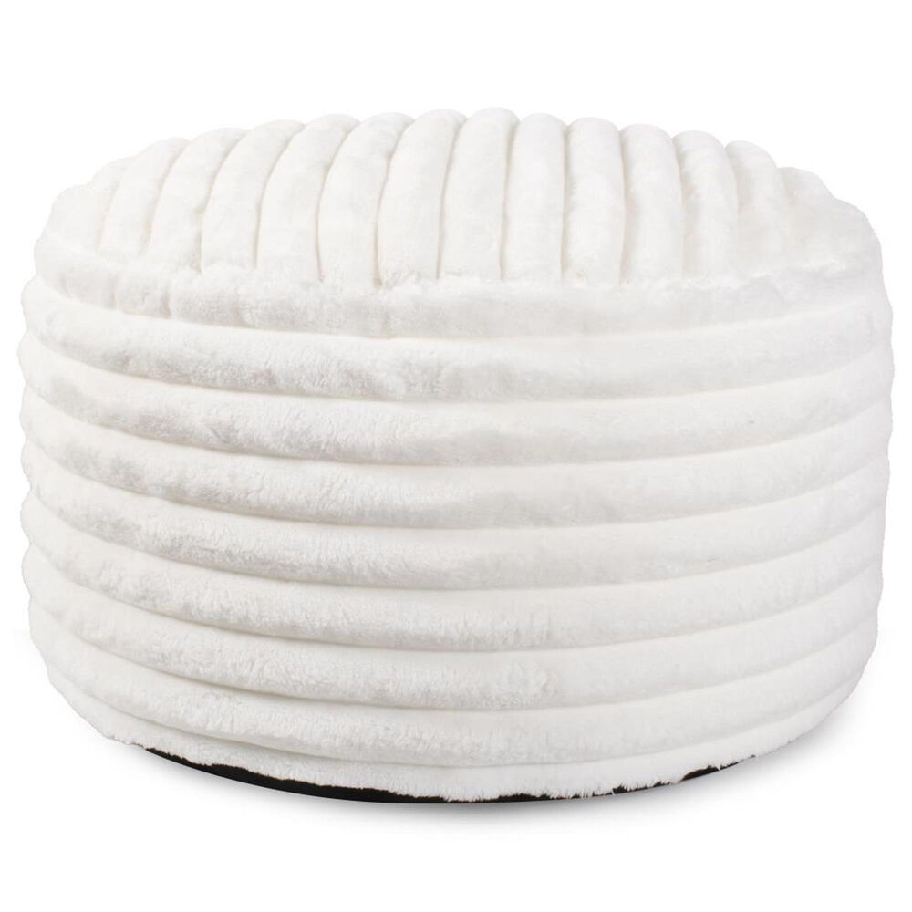 Howard Elliott Shar Pei Short Pouf in White, , large