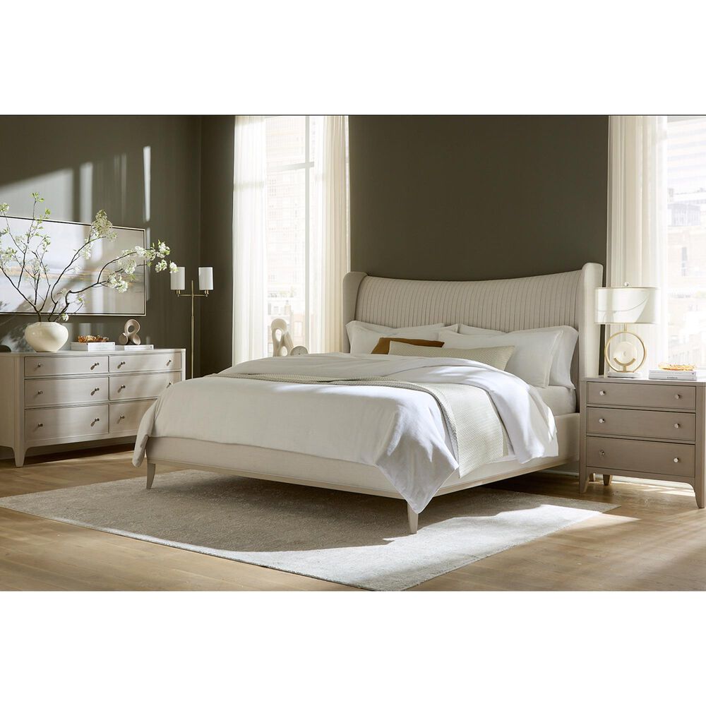 Vantage Mezzanine King Upholstered Wingback Bed with Dresser and Nightstand in Dove Gray, , large