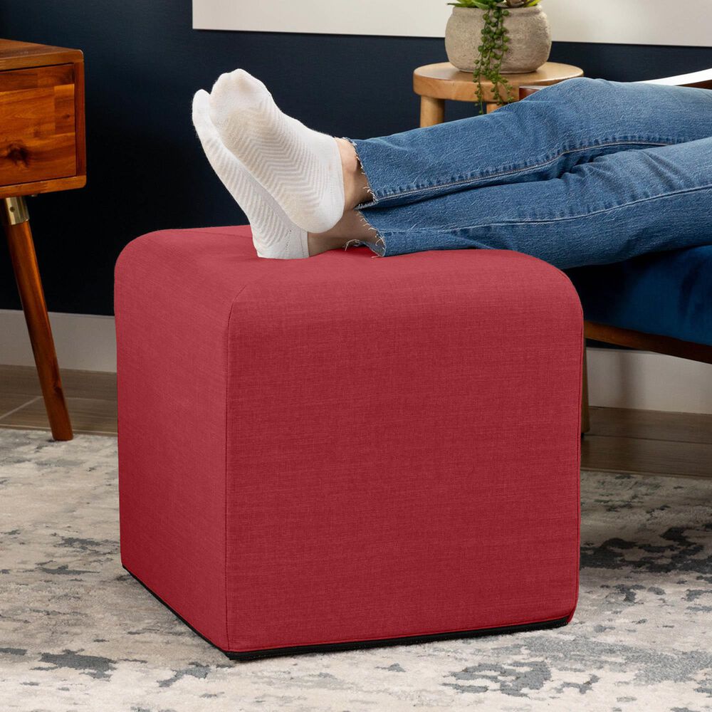 Jaxx Monroe Small Ottoman in Poppy Red, , large