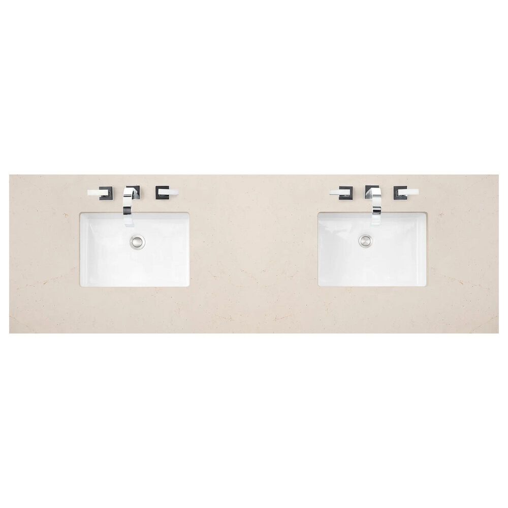 James Martin Vanities Brittany 72&quot; Double Bathroom Vanity in Saddle Brown with 3 cm Eternal Marfil Quartz Top and Rectangle Sinks, , large