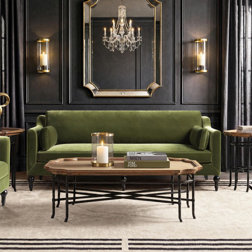 Jennifer Taylor Home Josephine 84.5" Upholstered Modern Sofa in Olive Green Velvet, , large