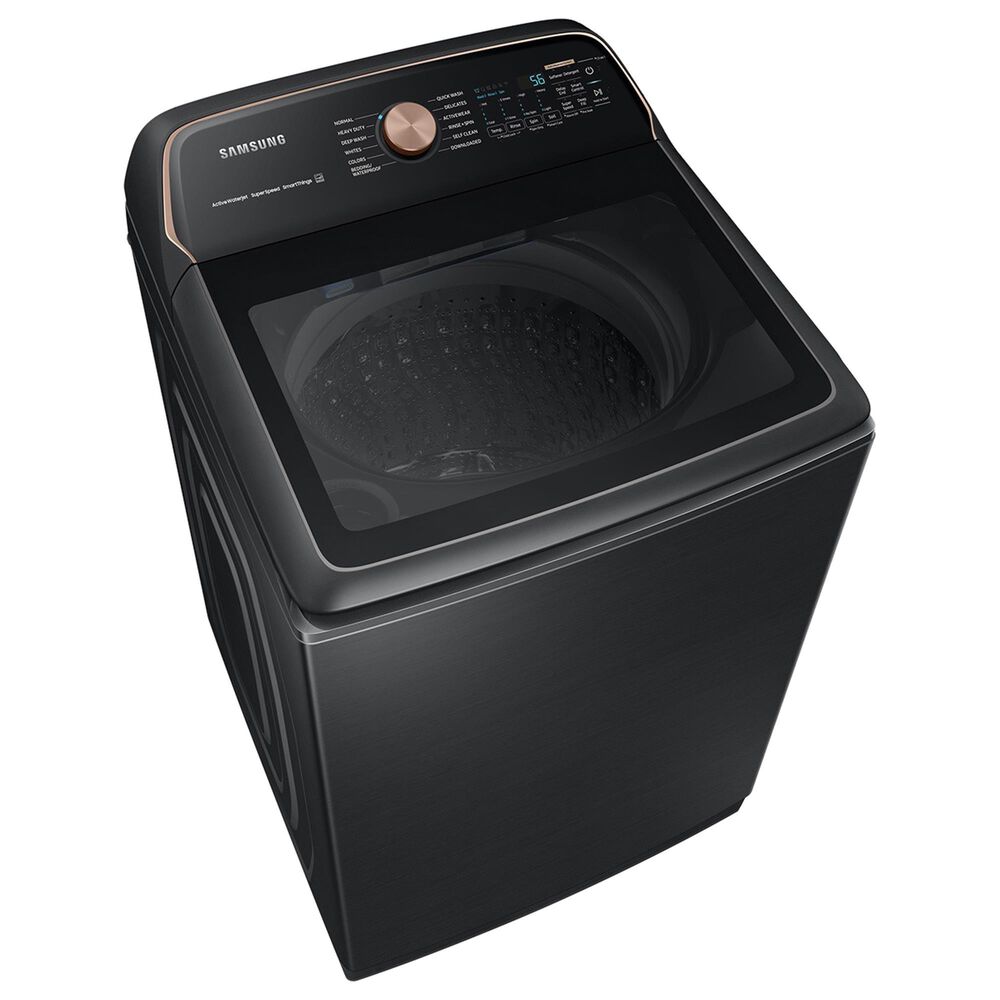 Samsung 5.5 Cu. Ft. Smart Top Load Impeller Washer and 7.4 Cu. Ft. Electric Dryer in Brushed Black, , large