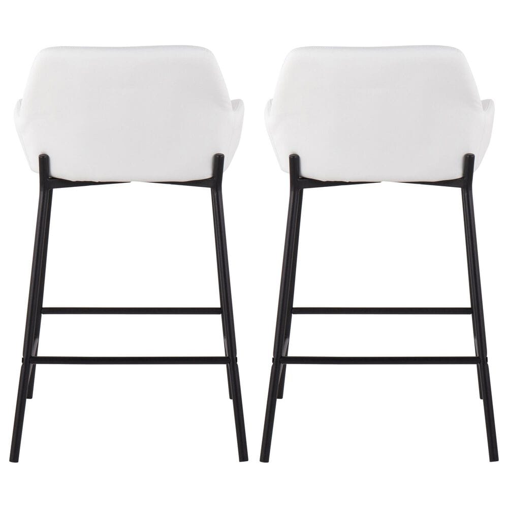 LumiSource Daniella Counter Stool with White Upholstery in Black (Set of 2), , large