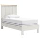 Ashley Linnocreek Twin Panel Bed in White and Warm Brown, , large