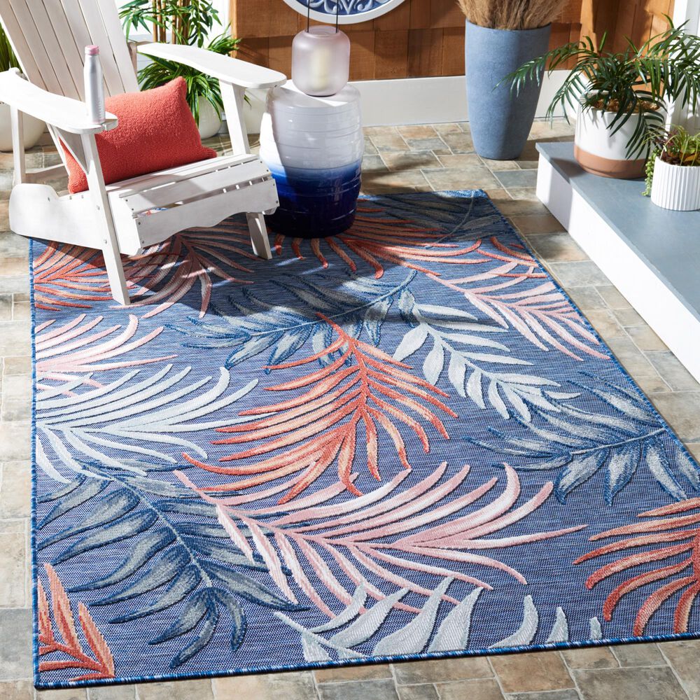 Safavieh Cabana CBN458M 9&#39; x 12&#39; Blue and Rust Indoor/Outdoor Area Performance Rug, , large