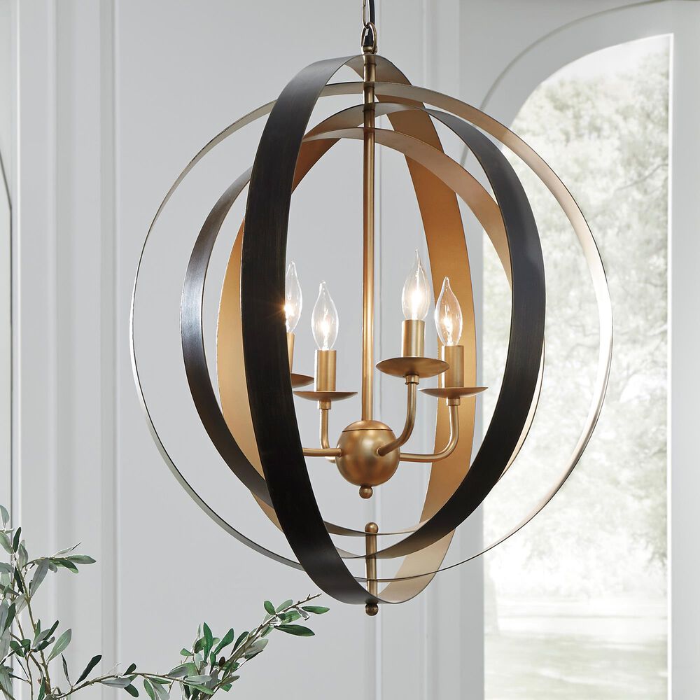 Signature Design by Ashley Makani Metal Pendant Light in Black and Gold, , large