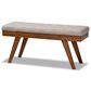Baxton Studio Alona Dining Bench with Light Grey Cushion in Walnut Brown, , large
