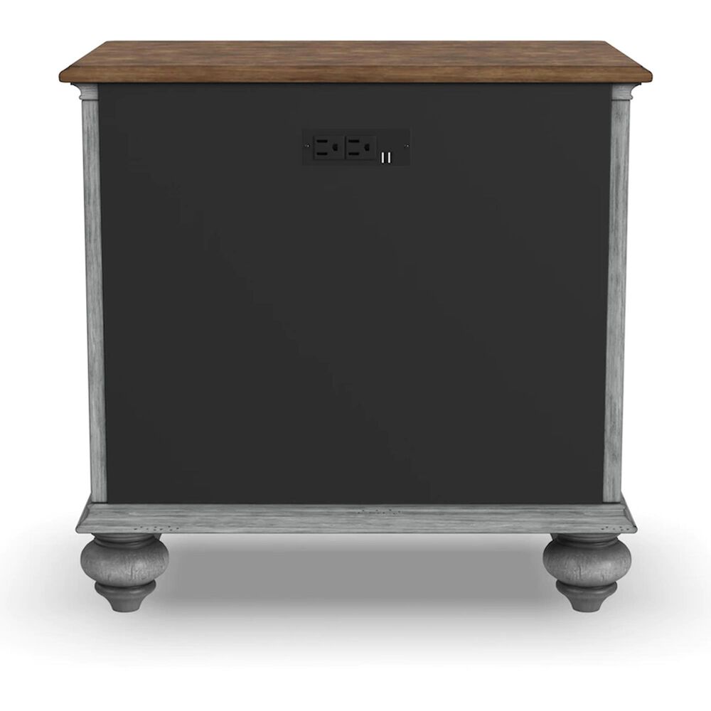Flexsteel Plymouth 3 Drawer Nightstand in Distressed Gray and White, , large