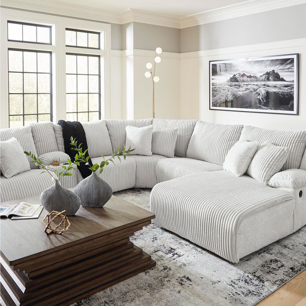 Ashley Top Tier 6-Piece Manual Reclining Sectional with Chaise in Alloy, , large