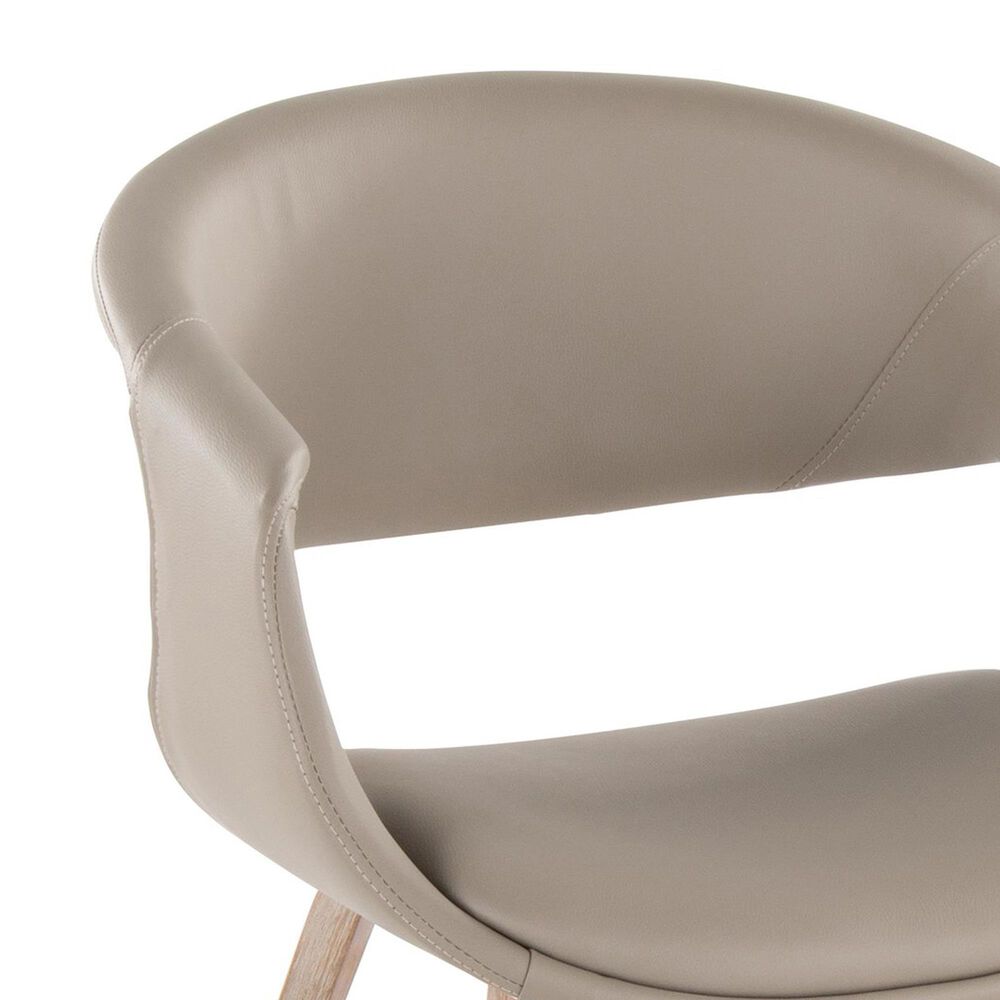 LumiSource Curvo Contemporary Upholstered Chair in Whitewashed Wood and Light Grey Faux Leather by LumiSource - Set of 2, , large