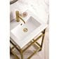 James Martin Vanities Boston 20" Single White Door Bathroom Vanity in Radiant Gold with 3 cm White Glossy Resin Countertop and Rectangular Sink, , large