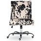 Linon Home Decor Draper Office Chair with Black and White Cow Cushion in Chrome, , large