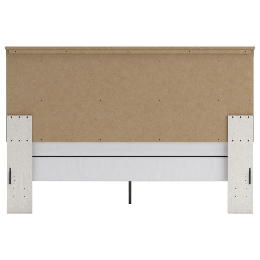 Ashley Linnocreek King Panel Bed in White and Warm Brown, , large