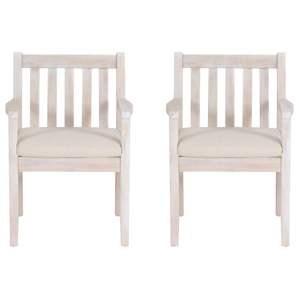 Linon Home Decor Teagon Patio Arm Chair with Beige Cushion in Natural (Set of 2), , large
