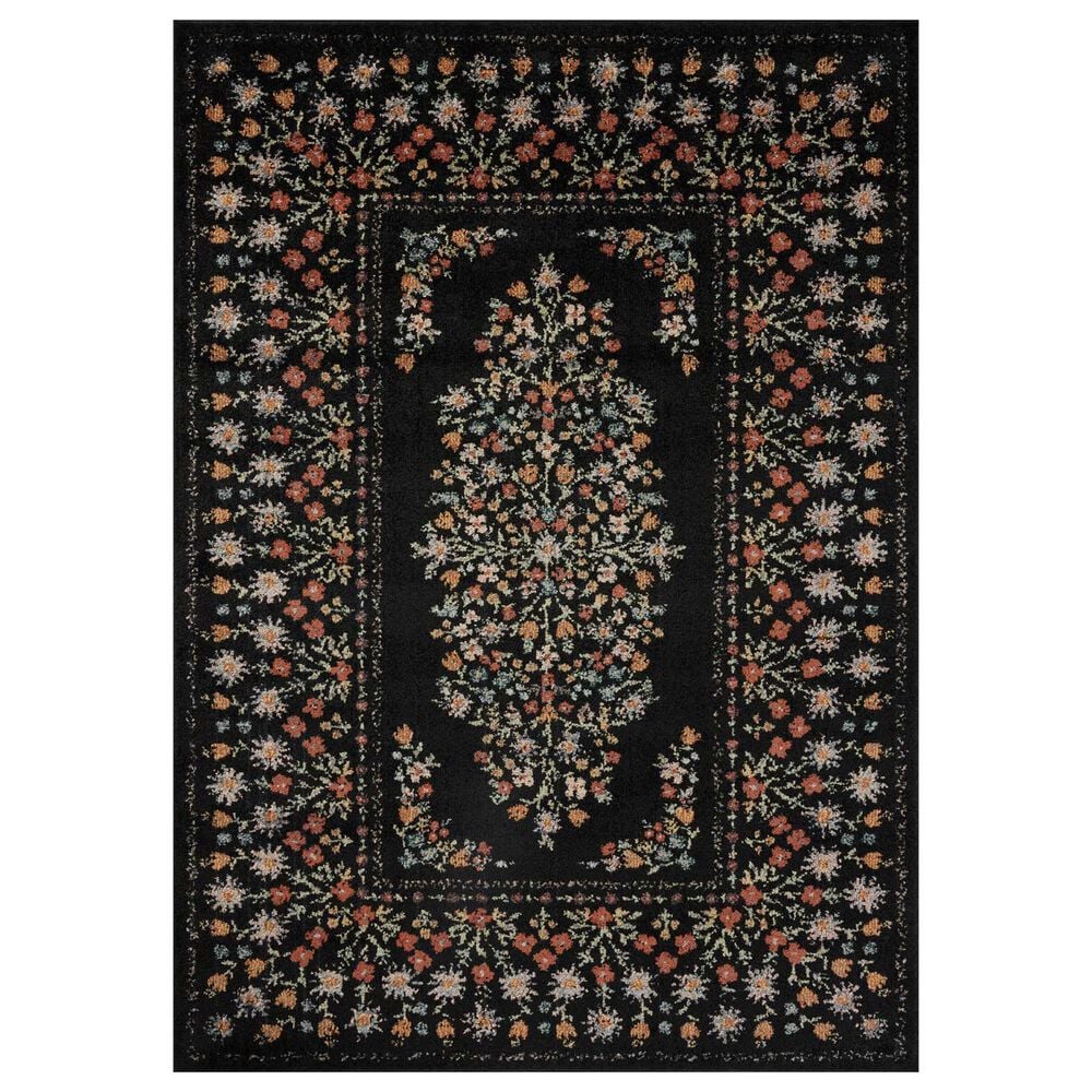 Rifle Paper Co Laurel Eleanor 5"3" x 7"8" Black Area Rug, , large