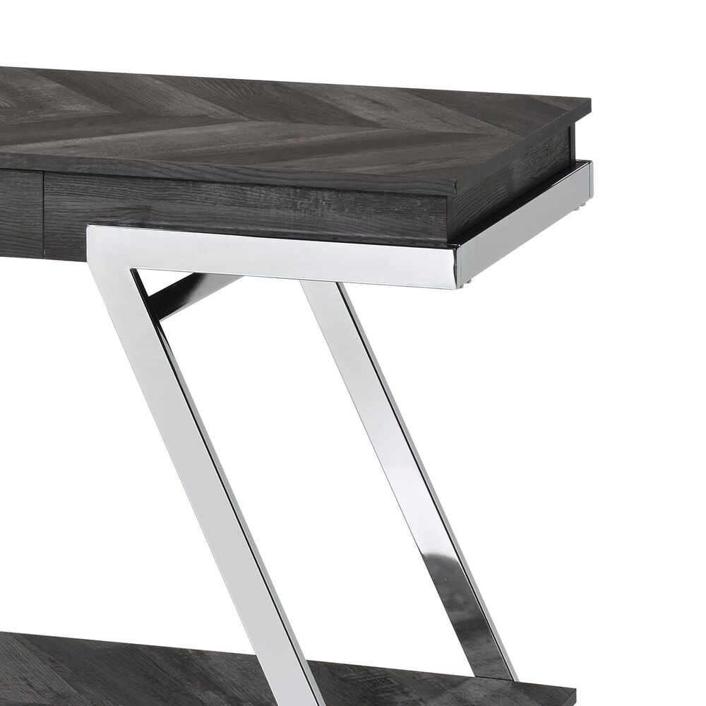 Steve Silver Furniture Roma Sofa Table in Shadow Grey and Chrome, , large