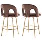 LumiSource Ava Swivel Counter Stool with Espresso Velvet Upholstery in Gold (Set of 2), , large