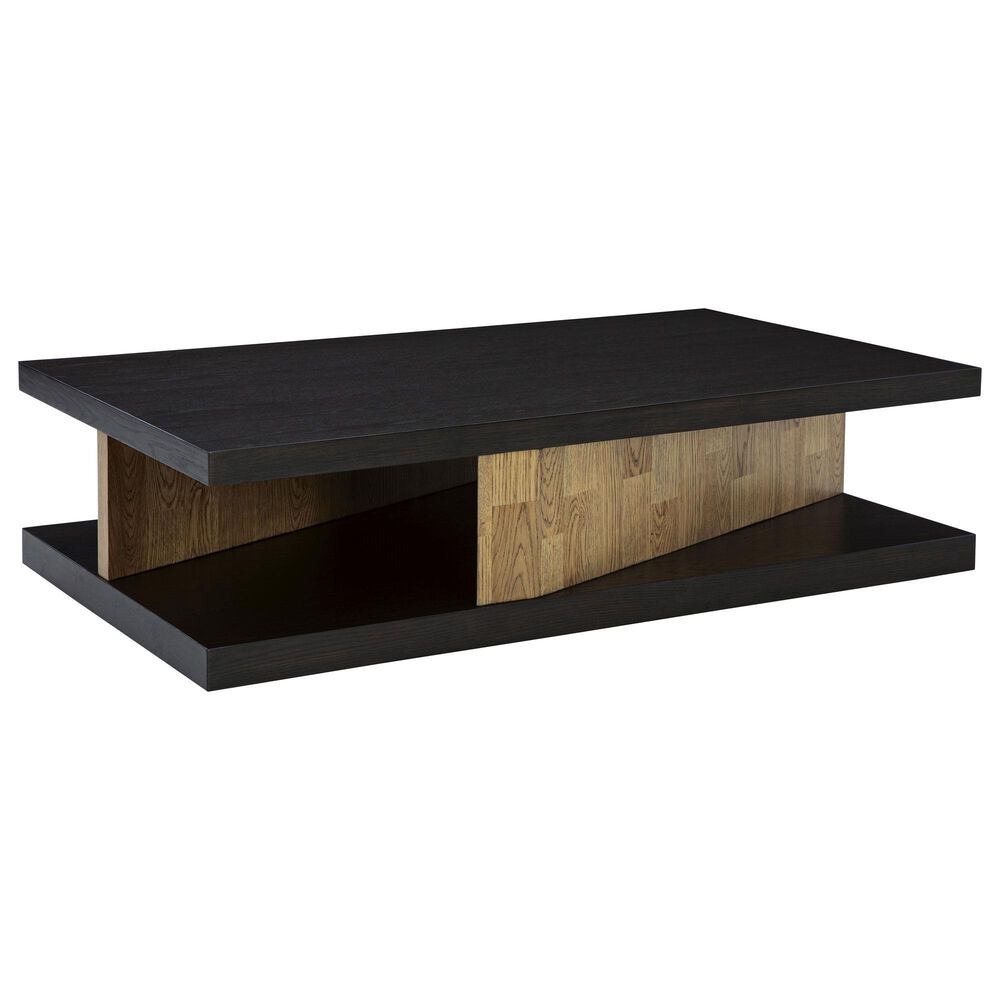Ashley Kocomore Rectangular Coffee Table in Dark Warm Brown and Light Natural Oak, , large