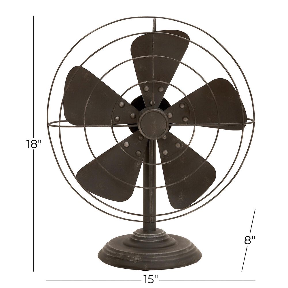 Maple and Jade Metal Fan Decorative Sculpture in Weathered Black, , large