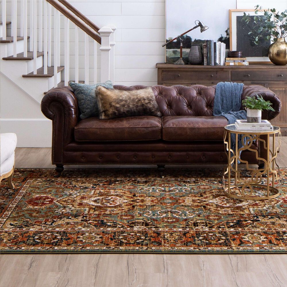 Karastan Spice Market Dhahar Aquamarine 5'3" x 7'10" Area Rug, , large