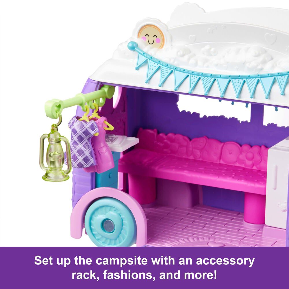Polly Pocket Glamping Camper Van with Doll and Accessories Set in Multicolor, , large