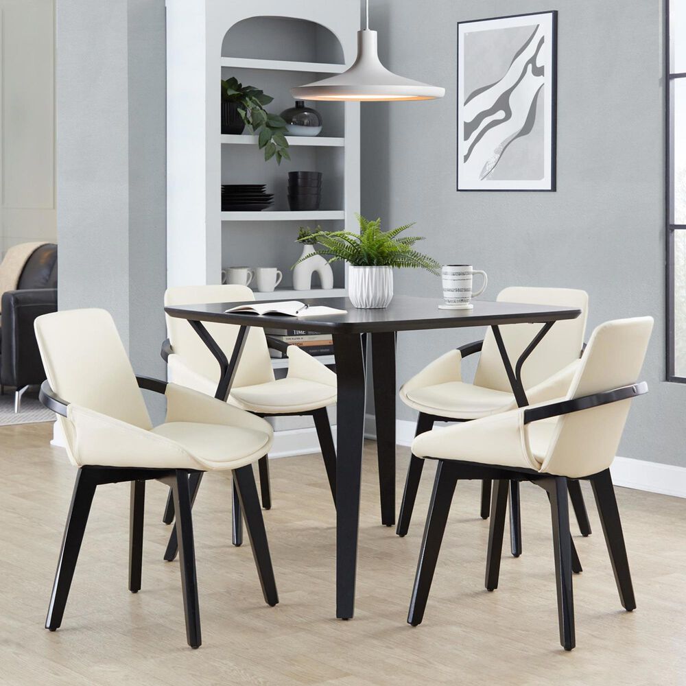 LumiSource Cosmo Accent Chair with Faux Leather Cushion in Cream, , large