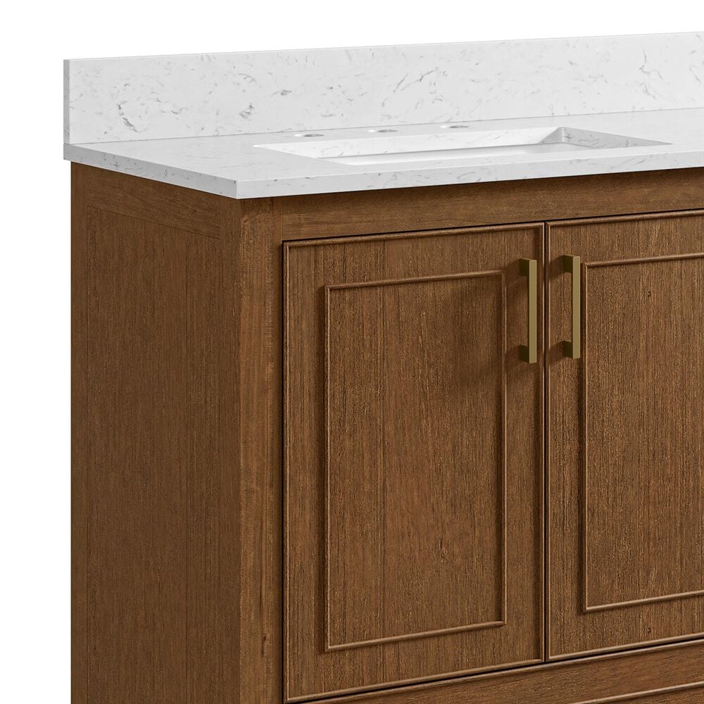 37B Lucerne 60" Double Bathroom Vanity in Dark Maplewood with Marble Top and Backsplash, , large