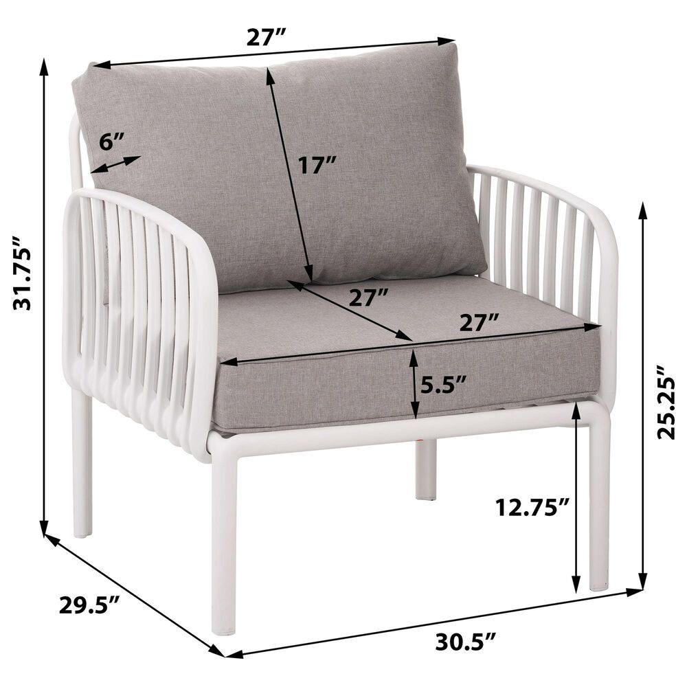 Hearth and Haven Patio Club Chair with Light Gray Cushion in White, , large