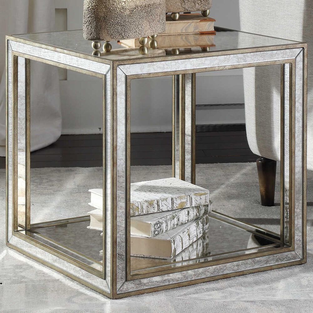 Uttermost Julie Accent Table in Burnished Antiqued Gold and Mirror, , large