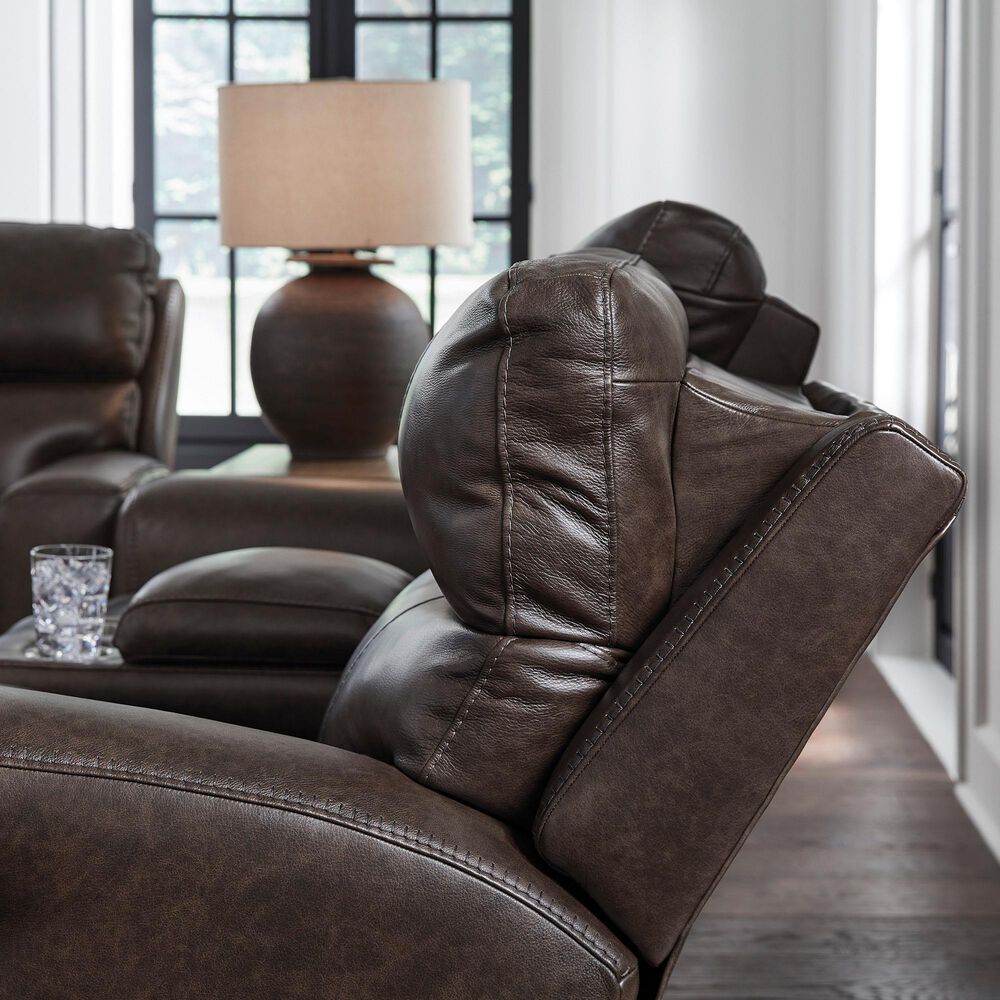 Ashley Crossplex Power Recliner Loveseat with Console and Adjustable Headrest in Smoke, , large