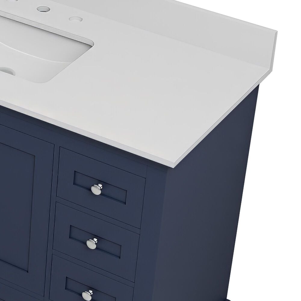 Lexora Home Dukes 84" Double Bathroom Vanity in Navy Blue with 2 cm White Quartz Top and Rectangular Sinks, , large